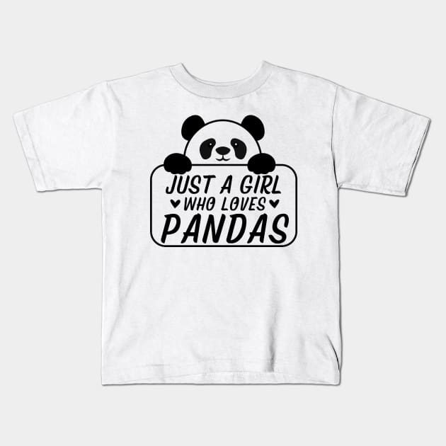 Just A Girl Who Loves Pandas Cute Panda Shirt Gift Kids T-Shirt by K.C Designs